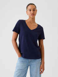 GAP Tričko Organic Vintage V-Neck - Dámské