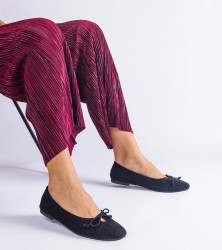 Gemre Black ballet flats with a decorative bow Pollinos