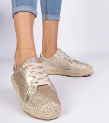 Gemre Golden women's espadrilles decorated with glitter Taredo