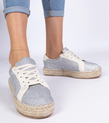 Gemre Silver women's espadrilles decorated with glitter Taredo