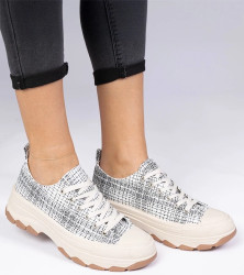 Gemre White-gray sneakers on a thick sole Salsana