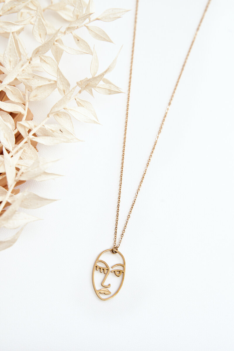 Glam Chic Dámský jemný řetízek s motivem obličeje zlate