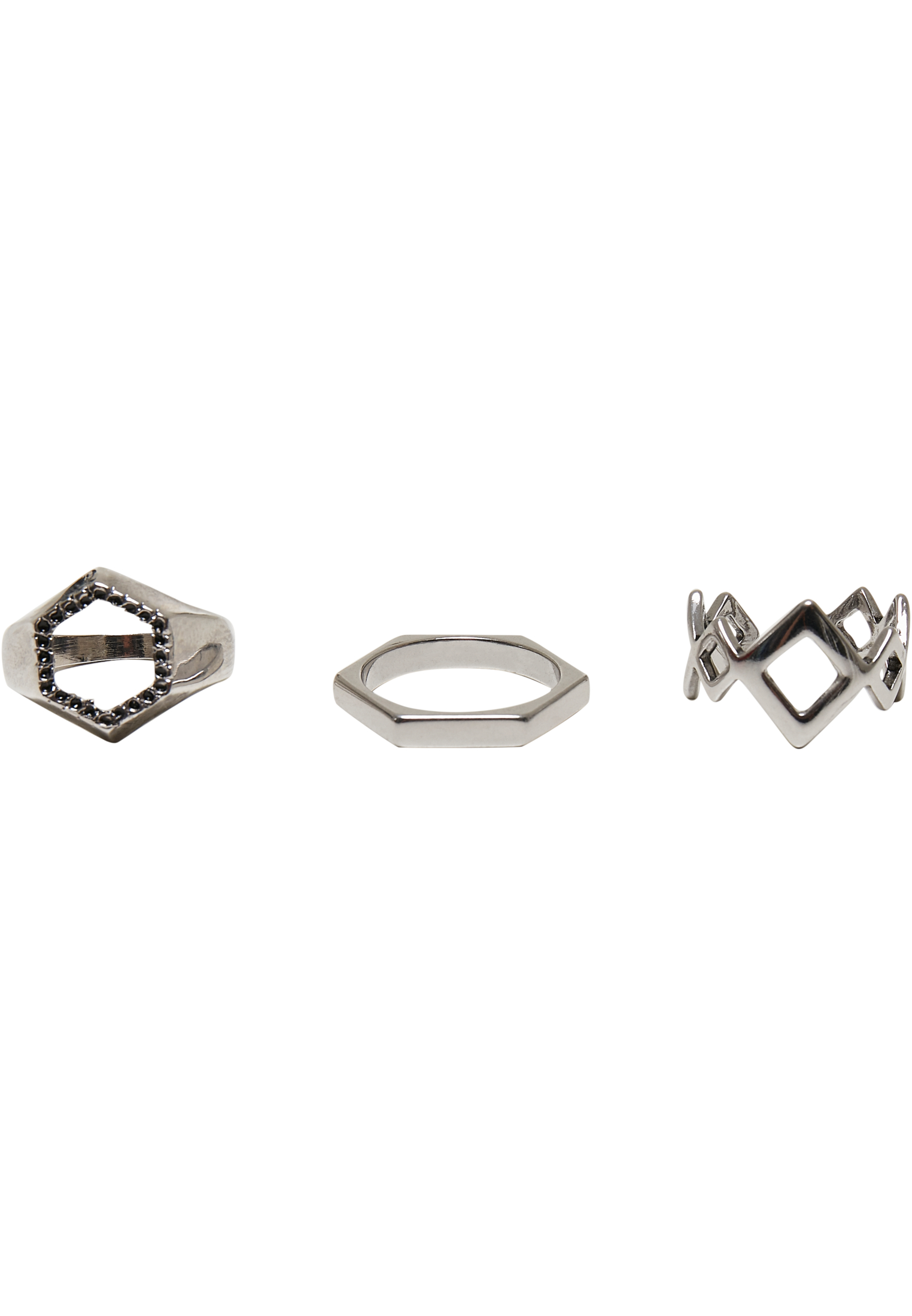 Grafický prsten 3-Pack - stříbrné barvy