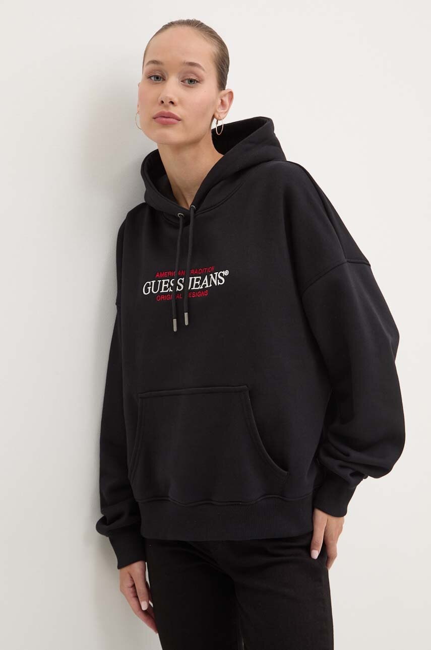 Guess Jeans  mikina s kapucí dámská s bavlnou