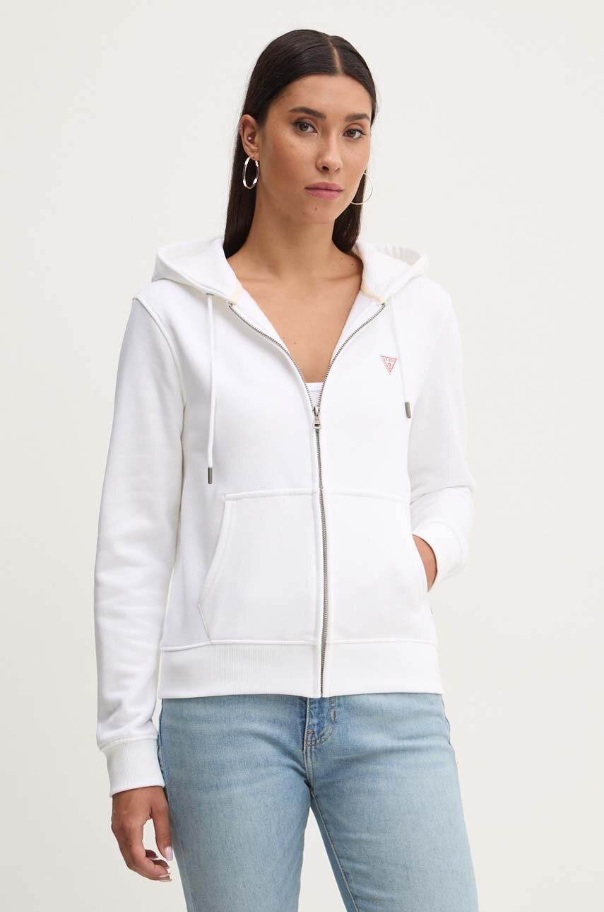 Guess Jeans  rozepínací mikina s kapucí dámská s bavlnou