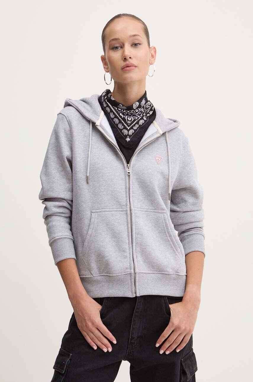 Guess Jeans  rozepínací mikina s kapucí dámská s bavlnou