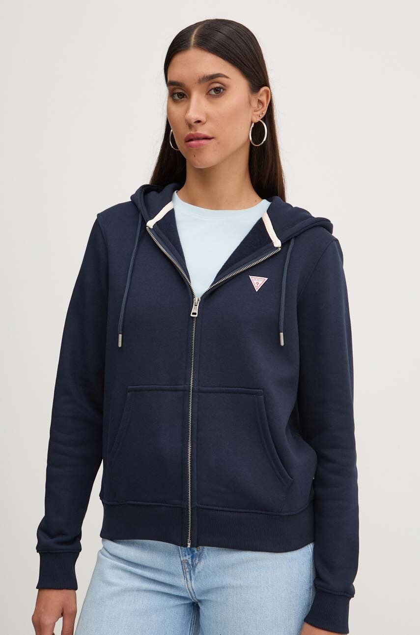 Guess Jeans  rozepínací mikina s kapucí dámská s bavlnou