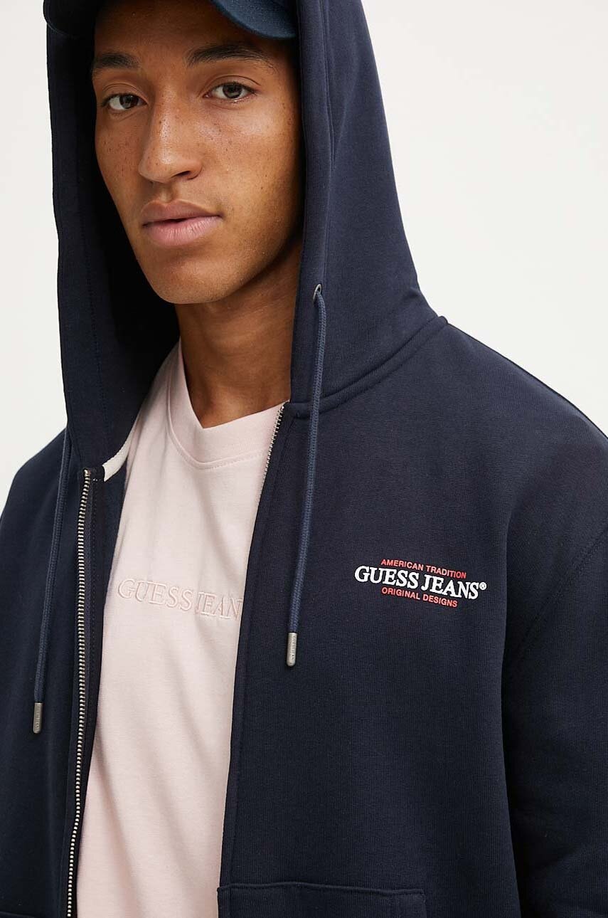 Guess Jeans  rozepínací mikina s kapucí pánská s bavlnou
