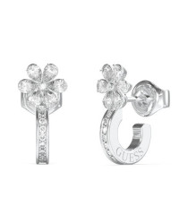 Guess Ocelové půlkruhové náušnice s květinami Lily JUBE05110JWRHT/U