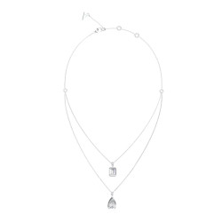 Guess Ocelový dvojitý náhrdelník s kubickými zirkony 4G Light JUBN05242JWRHT/U