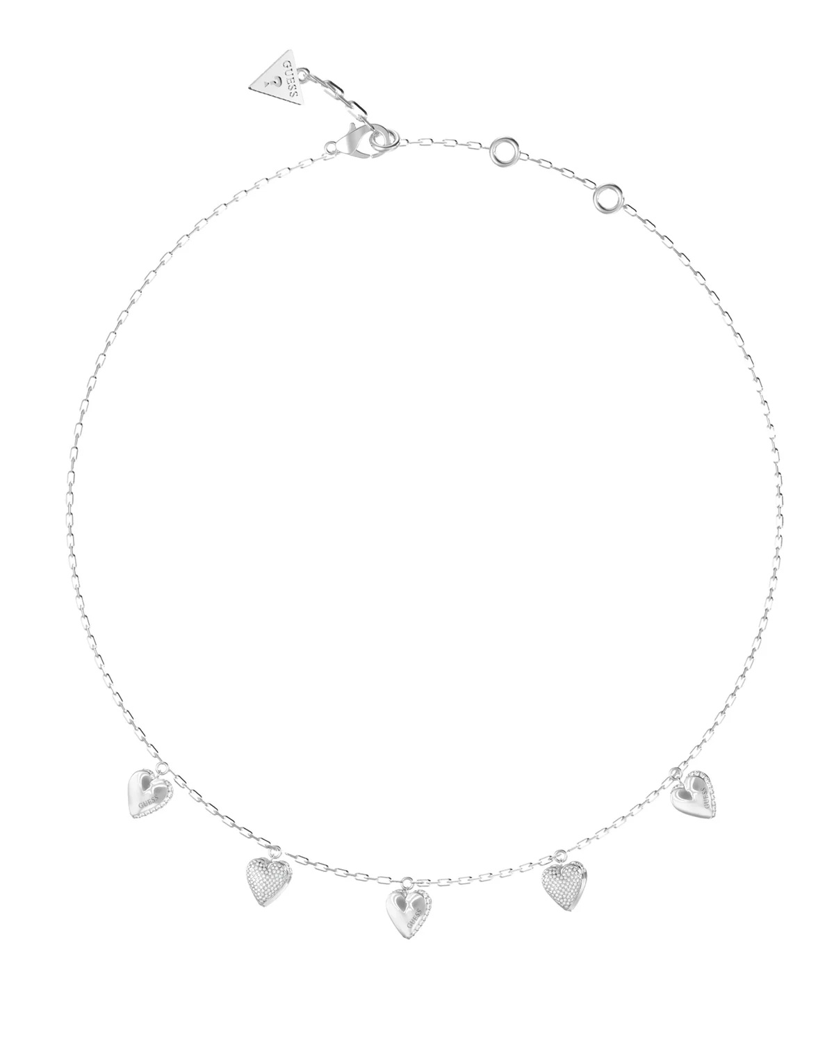 Guess Ocelový náhrdelník se srdíčky By Your Side JUBN06081JWRHT/U