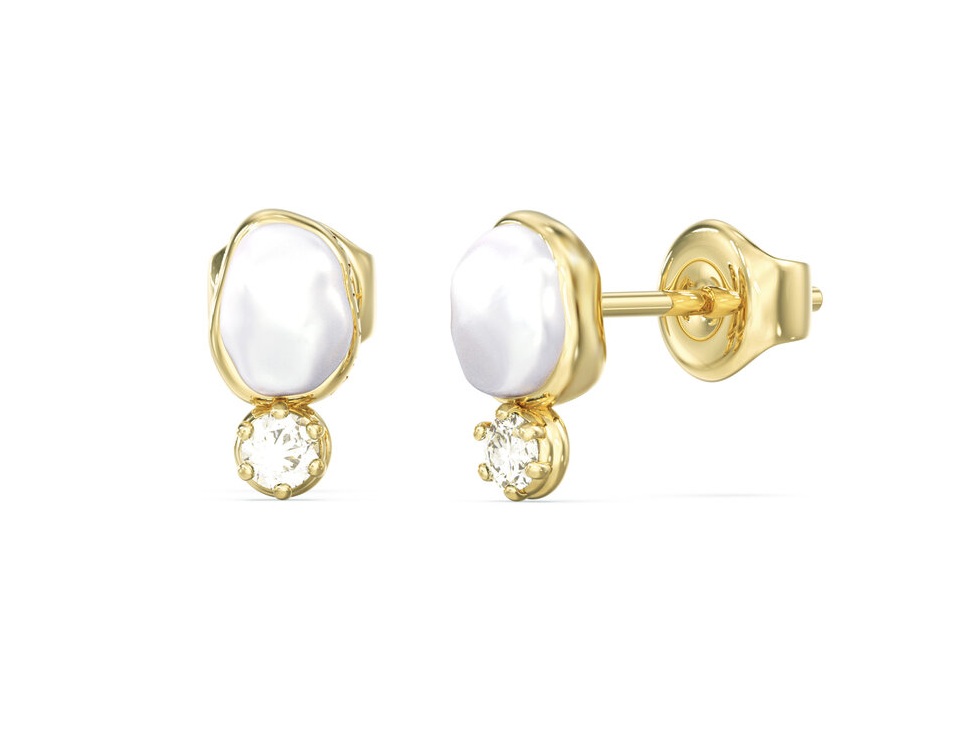 Guess Pozlacené náušnice s perlou a zirkony Pearly JUBE06482JWYGT/U