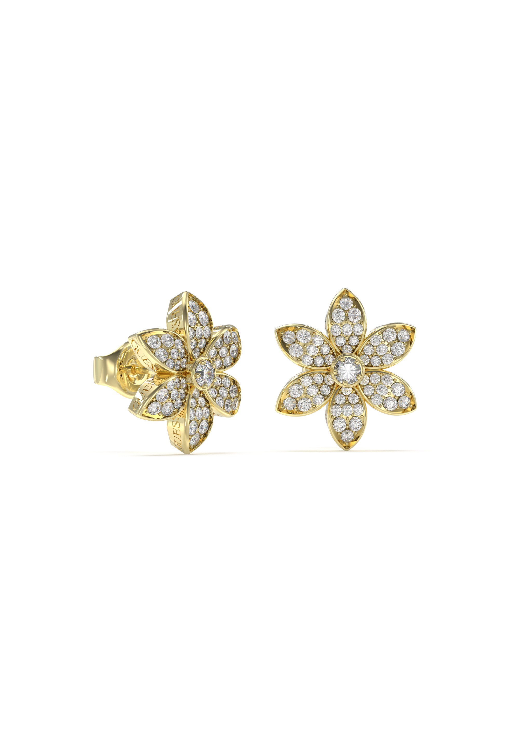 Guess Pozlacené náušnice se zirkony White Lotus JUBE04145JWYGT/U