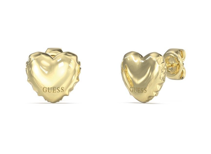 Guess Romantické pozlacené náušnice Srdíčka Iconique JUBE05543JWYGT/U