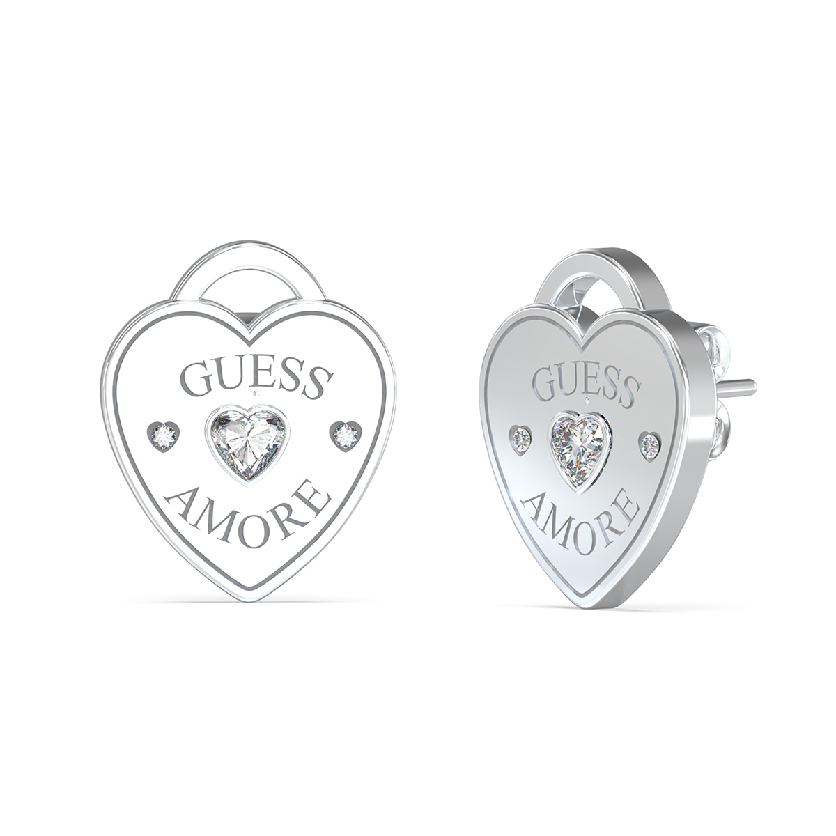 Guess Srdíčkové náušnice z oceli Guess Amore JUBE05058JWRHT/U
