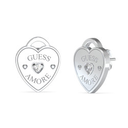 Guess Srdíčkové náušnice z oceli Guess Amore JUBE05058JWRHT/U