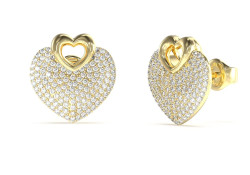 Guess Třpytivé srdíčkové náušnice Crazy In Love JUBE05213JWYGT/U