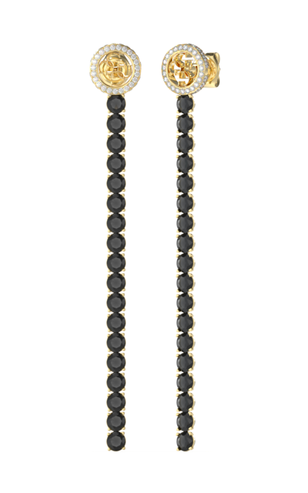 Guess Výrazné pozlacené náušnice s černými krystaly Paradise JUBE05144JWYGBKT/U