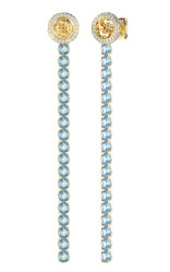 Guess Výrazné pozlacené náušnice s modrými krystaly Paradise JUBE05144JWYGLST/U