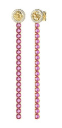 Guess Výrazné pozlacené náušnice s růžovými krystaly Paradise JUBE05144JWYGFCT/U