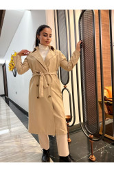 HAKKE Stand Collar Long Trench Coat
