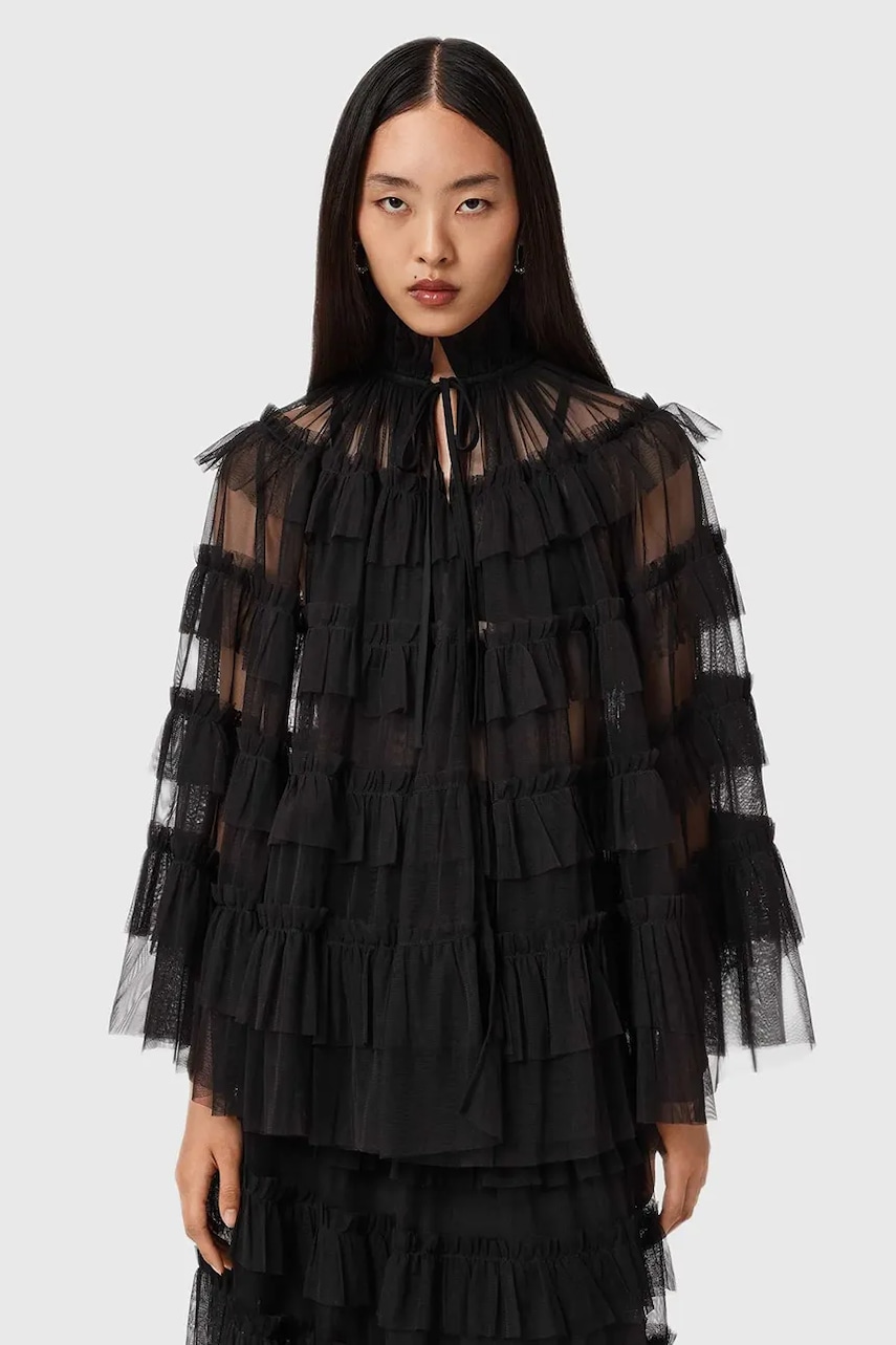 Halenka AllSaints dámská, černá barva, hladká, W018PD