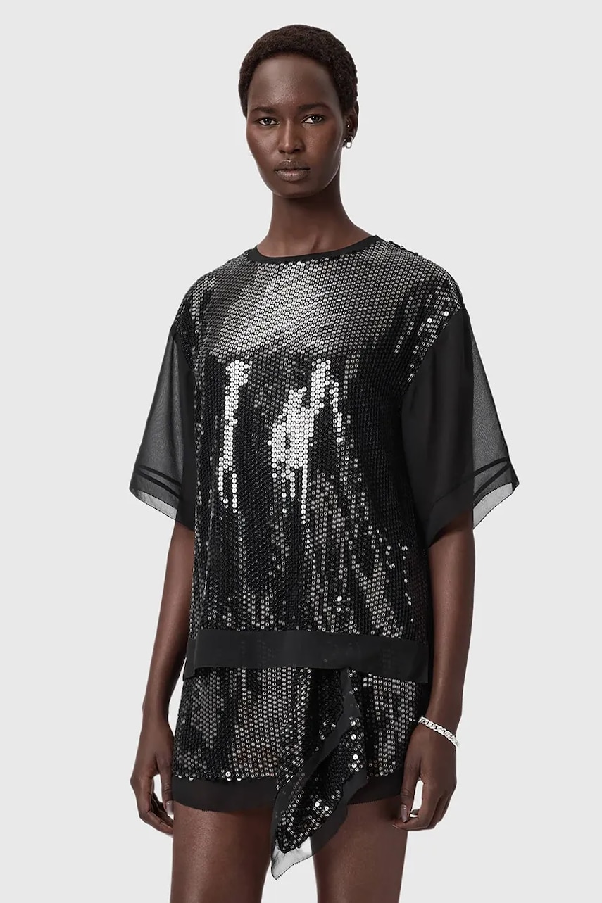 Halenka AllSaints dámská, černá barva, vzorovaná, W051PD