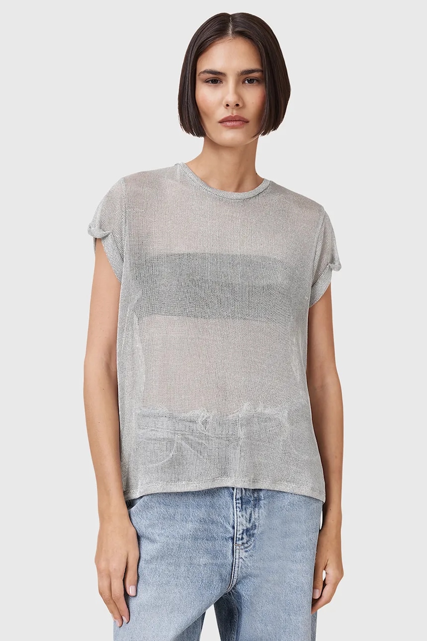 Halenka AllSaints THEA dámská, stříbrná barva, W207JC