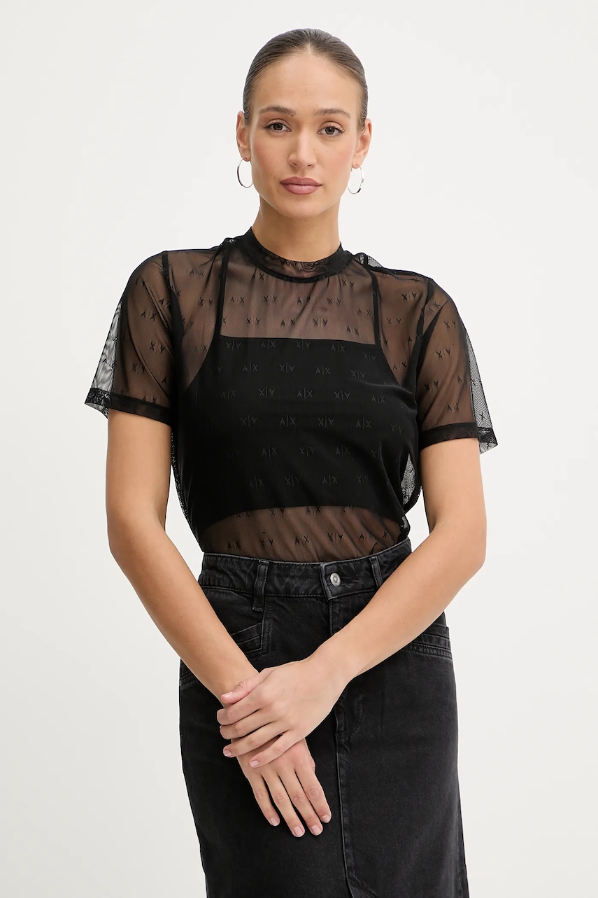 Halenka Armani Exchange dámská, černá barva, vzorovaná, XW000533 AF13192