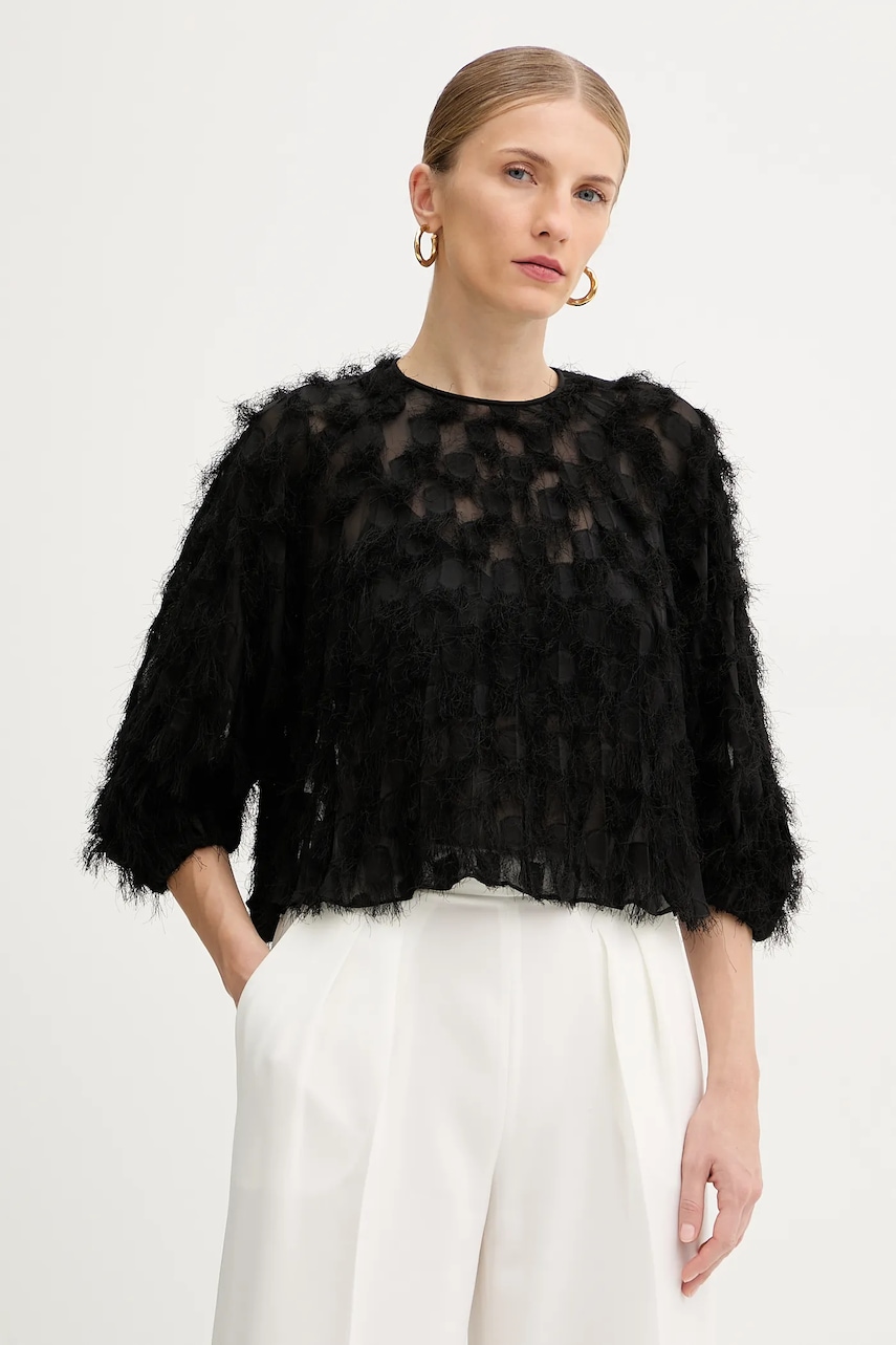 Halenka BOSS BAIMA dámská, černá barva, vzorovaná, 50546822