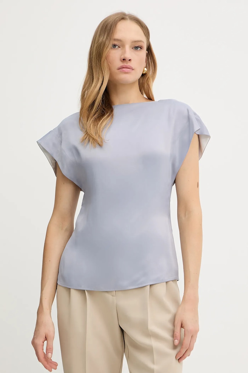 Halenka BOSS Bavati dámská, modrá barva, hladká, 50541815