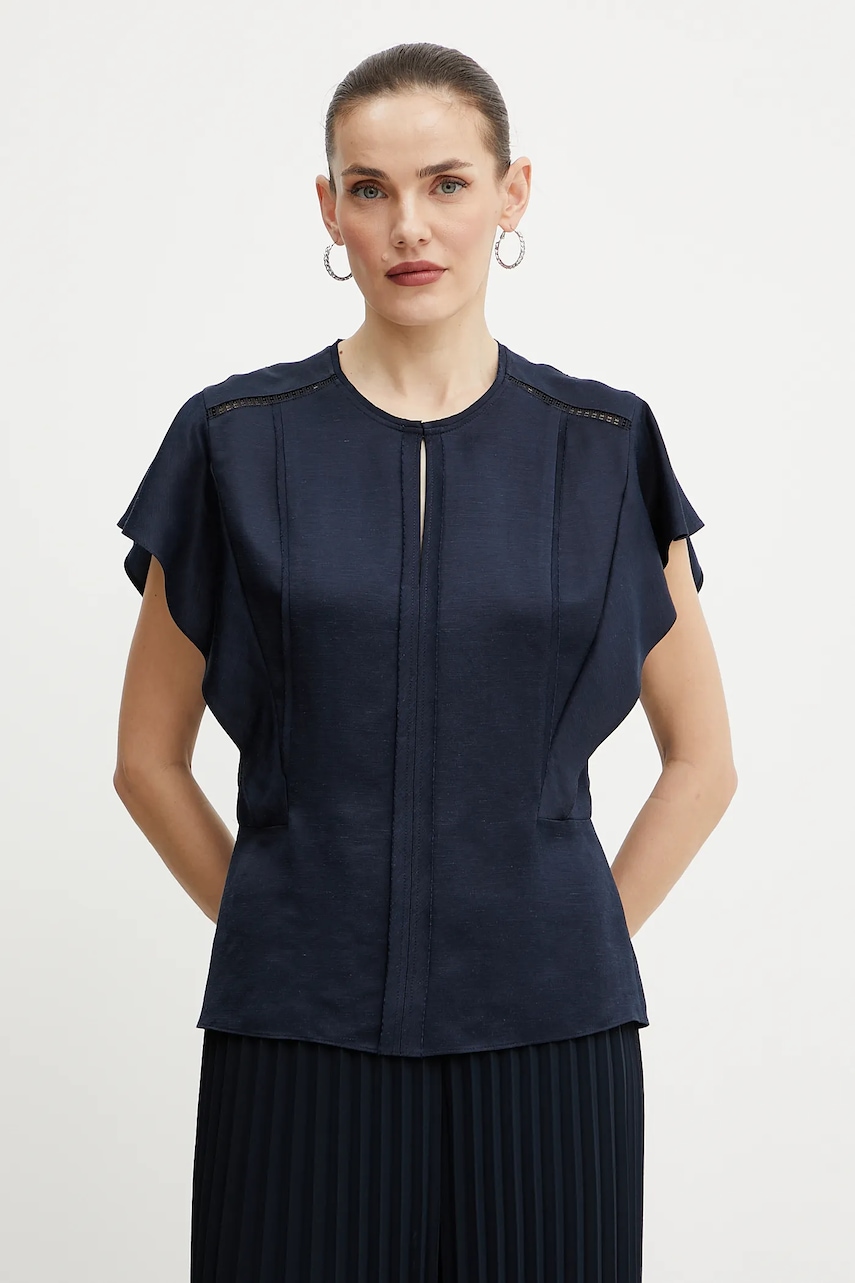 Halenka BOSS dámská, tmavomodrá barva, hladká, 50540635