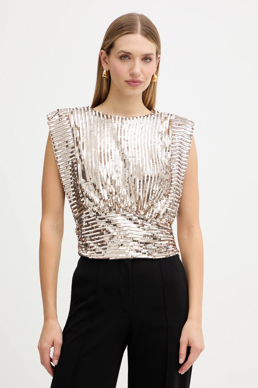 Halenka BOSS Orange C_Illana dámská, zlatá barva, s aplikací, 50548318