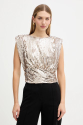 Halenka BOSS Orange C_Illana dámská, zlatá barva, s aplikací, 50548318