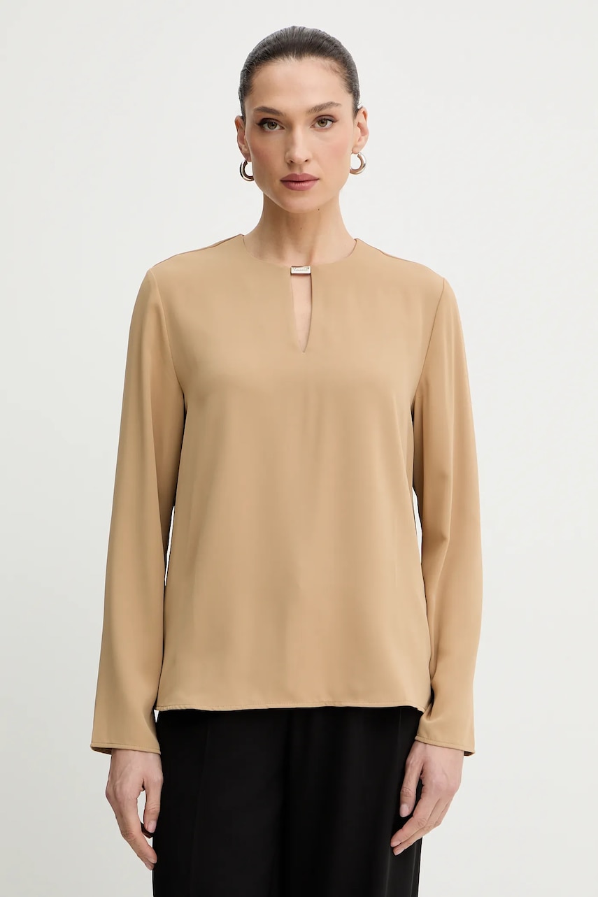 Halenka Calvin Klein dámská, béžová barva, hladká, LV044E903G