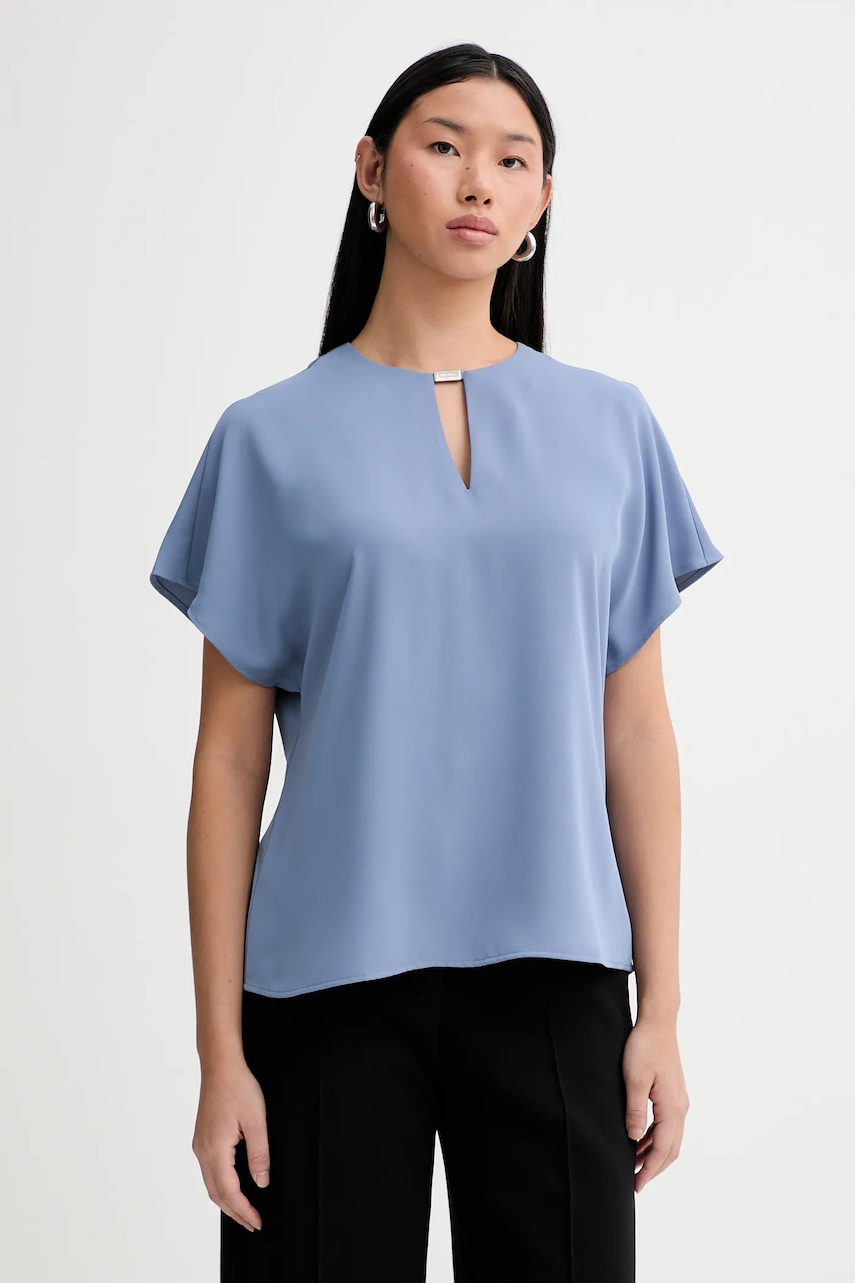 Halenka Calvin Klein dámská, modrá barva, hladká, LV044E902G