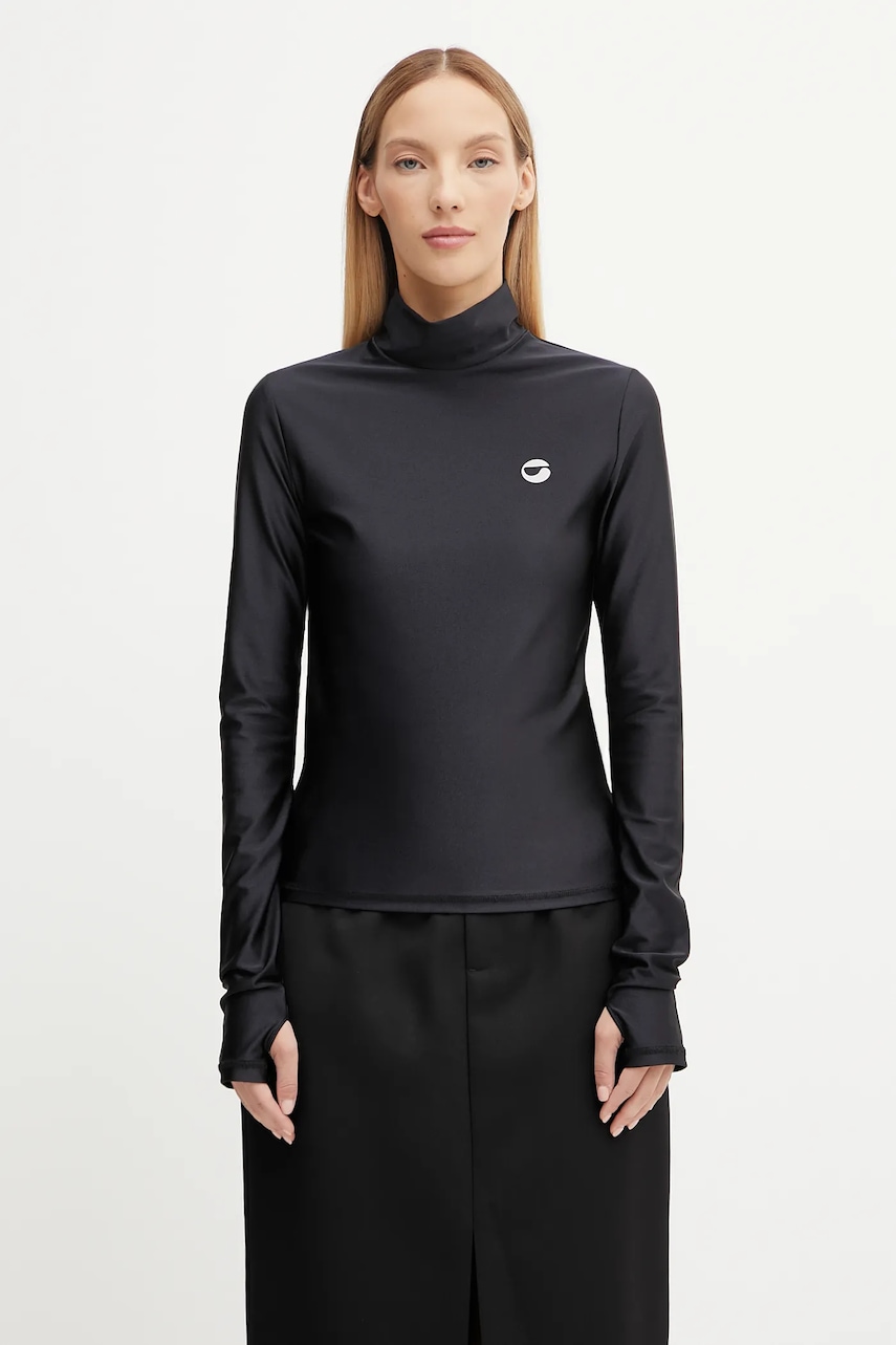 Halenka Coperni Second Skin Turtleneck dámská, černá barva, s potiskem, COPJS20545
