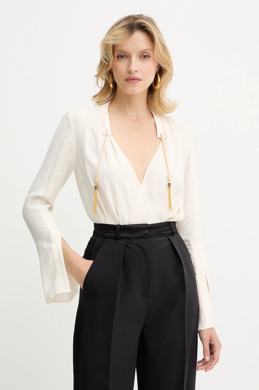 Halenka Elisabetta Franchi dámská, béžová barva, hladká, CB00557E2