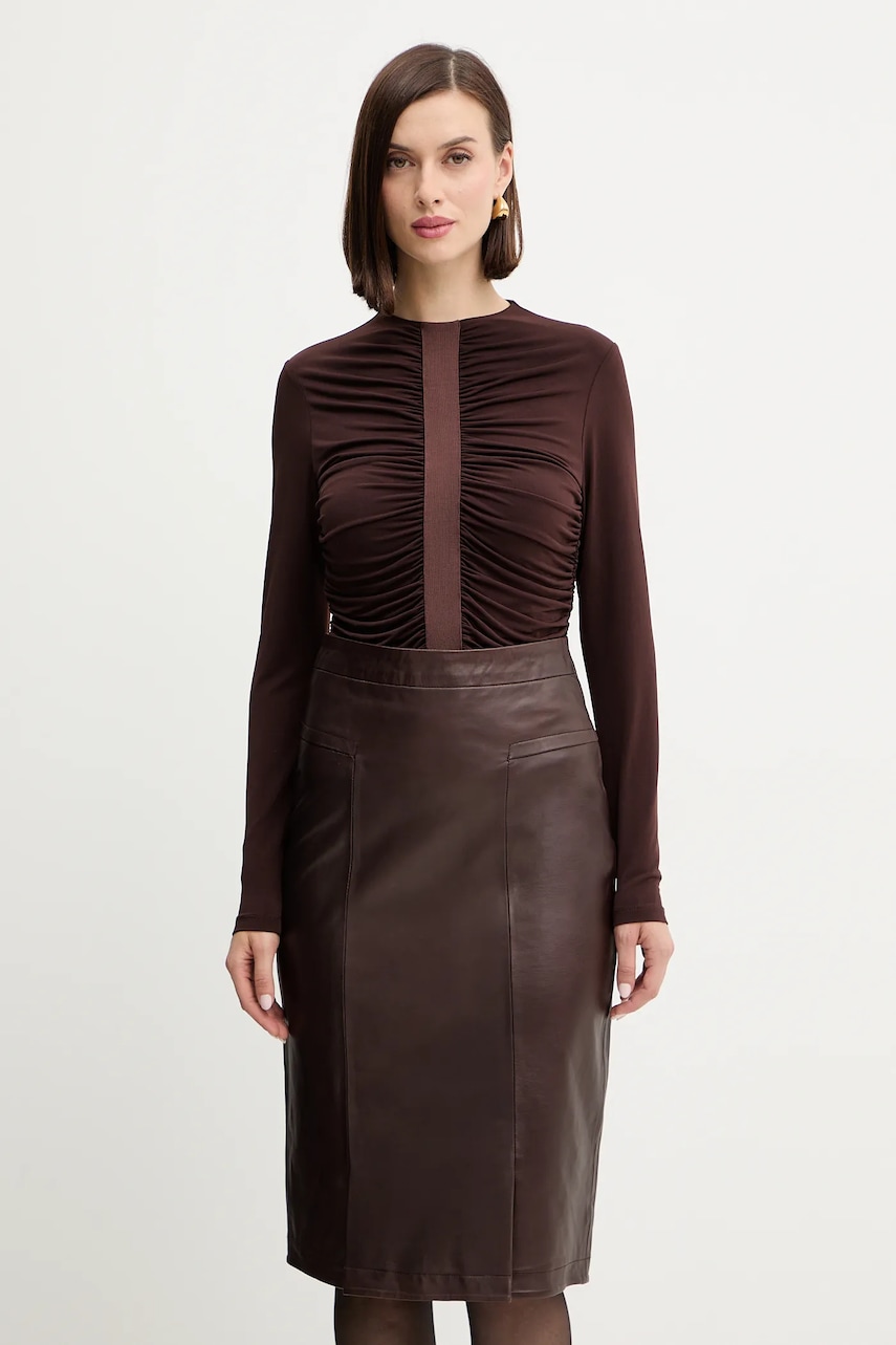 Halenka Herve Leger Veronica dámská, hnědá barva, hladká, RMJ1498061