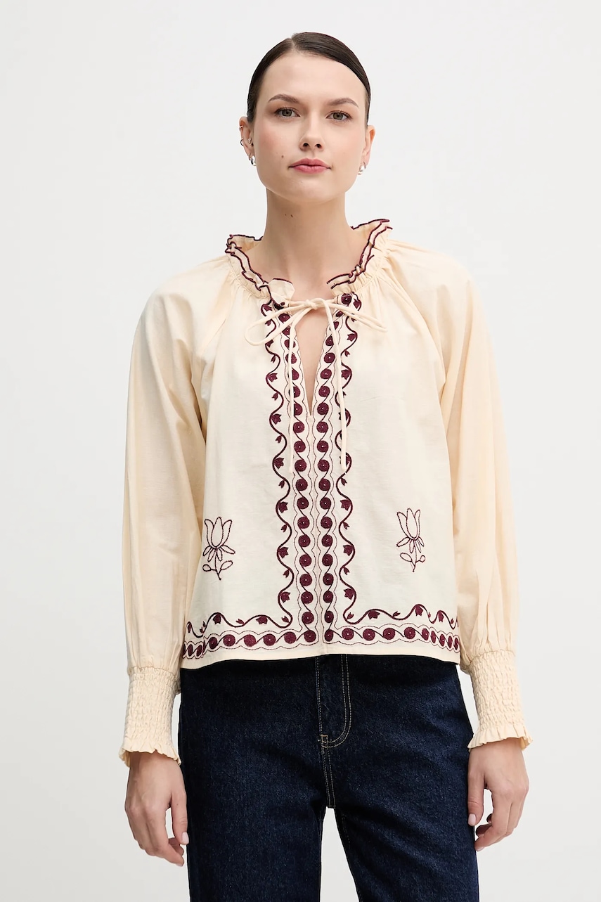 Halenka Hoss Intropia dámská, béžová barva, s aplikací, 6282695