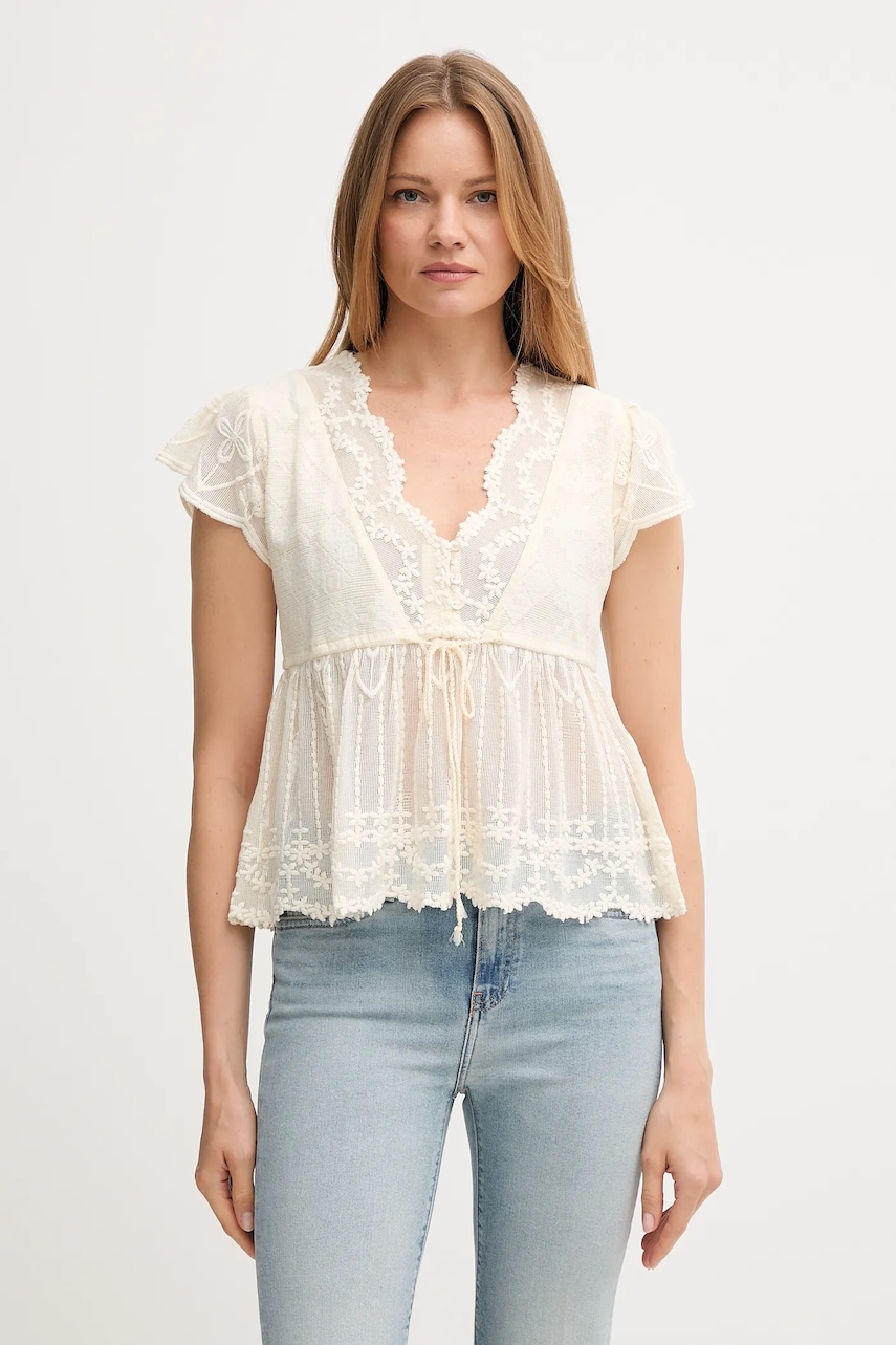 Halenka Hoss Intropia dámská, béžová barva, vzorovaná, 5872098