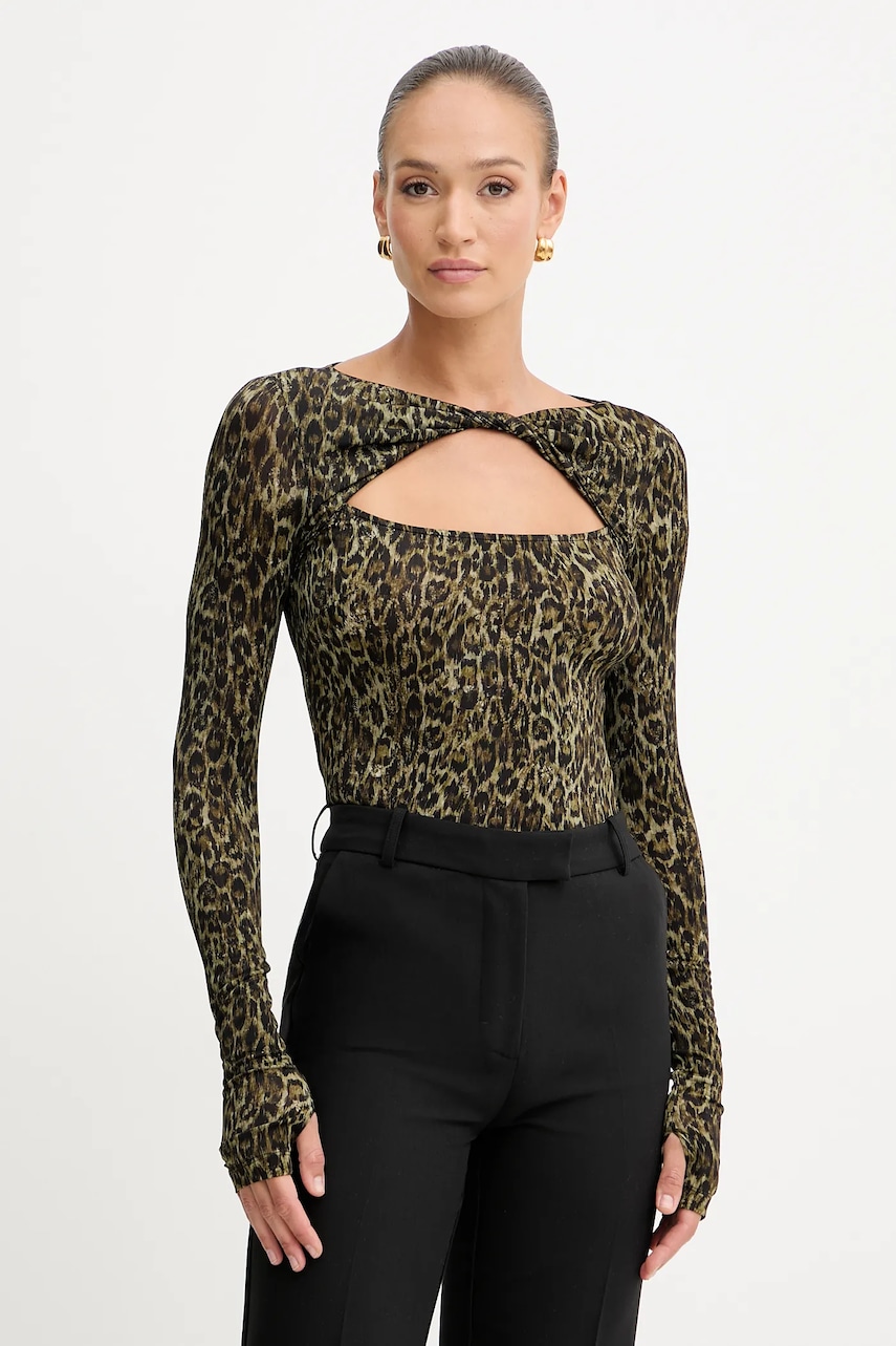 Halenka Just Cavalli dámská, hnědá barva, vzorovaná, 79PAH618 JS496