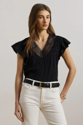 Halenka Lauren Ralph Lauren dámská, černá barva, hladká, 200963917