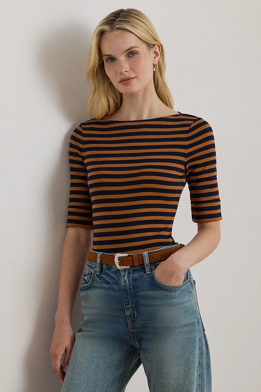 Halenka Lauren Ralph Lauren dámská, hnědá barva, vzorovaná, 200980041