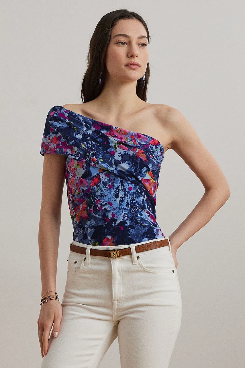 Halenka Lauren Ralph Lauren dámská, modrá barva, vzorovaná, 200971028