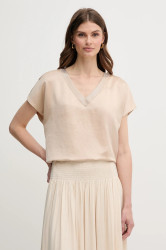 Halenka Marc Aurel dámská, béžová barva, s aplikací, 6318-2000-93424