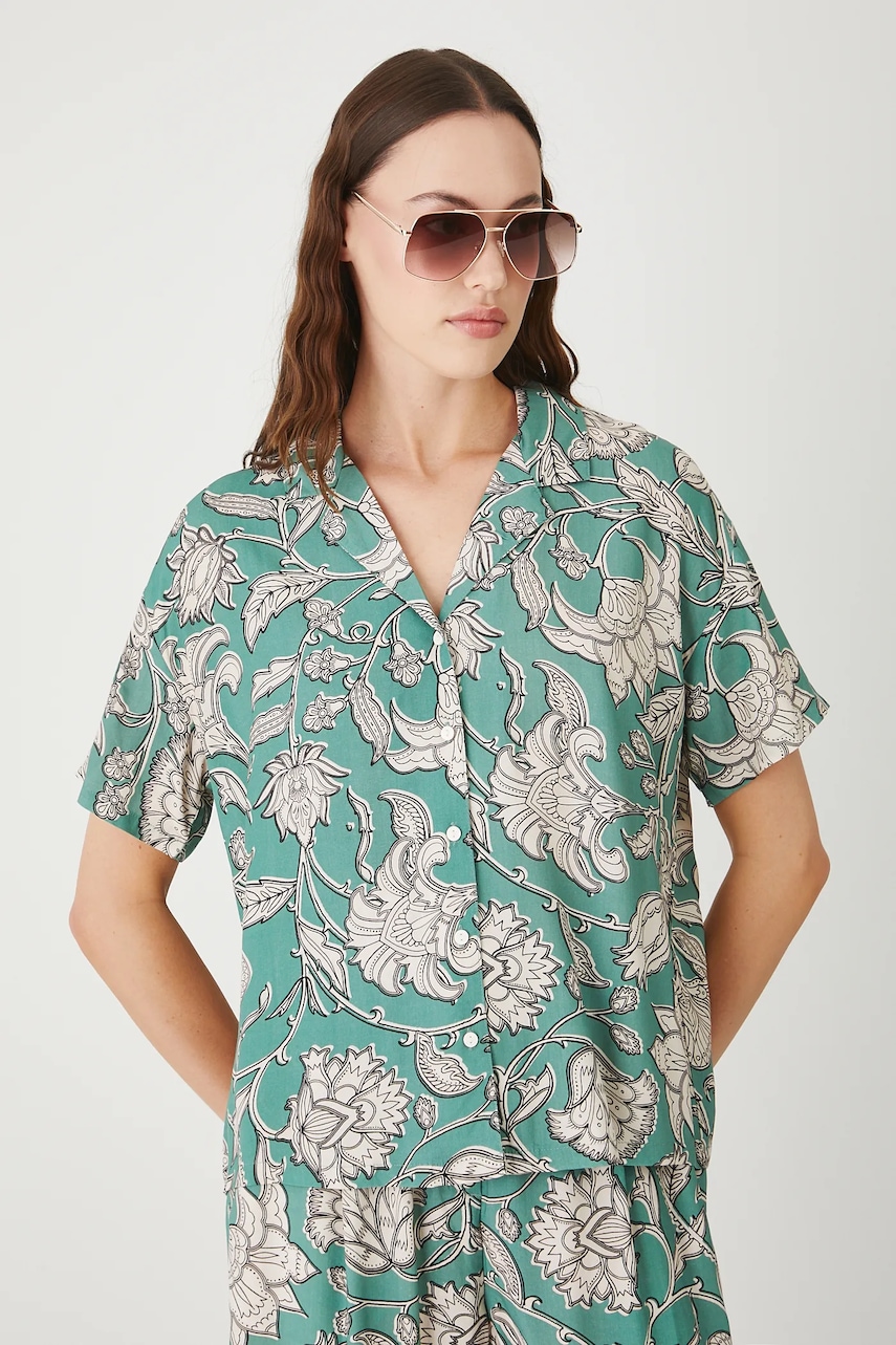 Halenka Medicine dámská, tyrkysová barva, vzorovaná