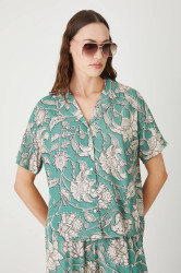 Halenka Medicine dámská, tyrkysová barva, vzorovaná