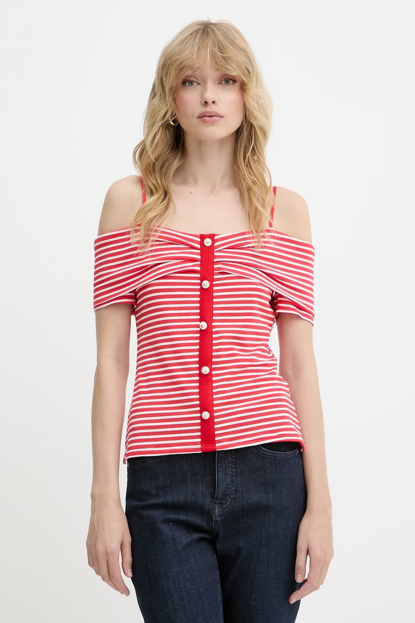 Halenka Morgan dámská, červená barva, vzorovaná, DROPEZ