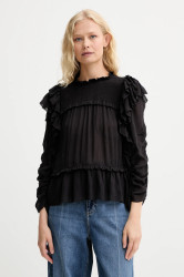 Halenka MUNTHE CRISP dámská, černá barva, hladká, 252100225231